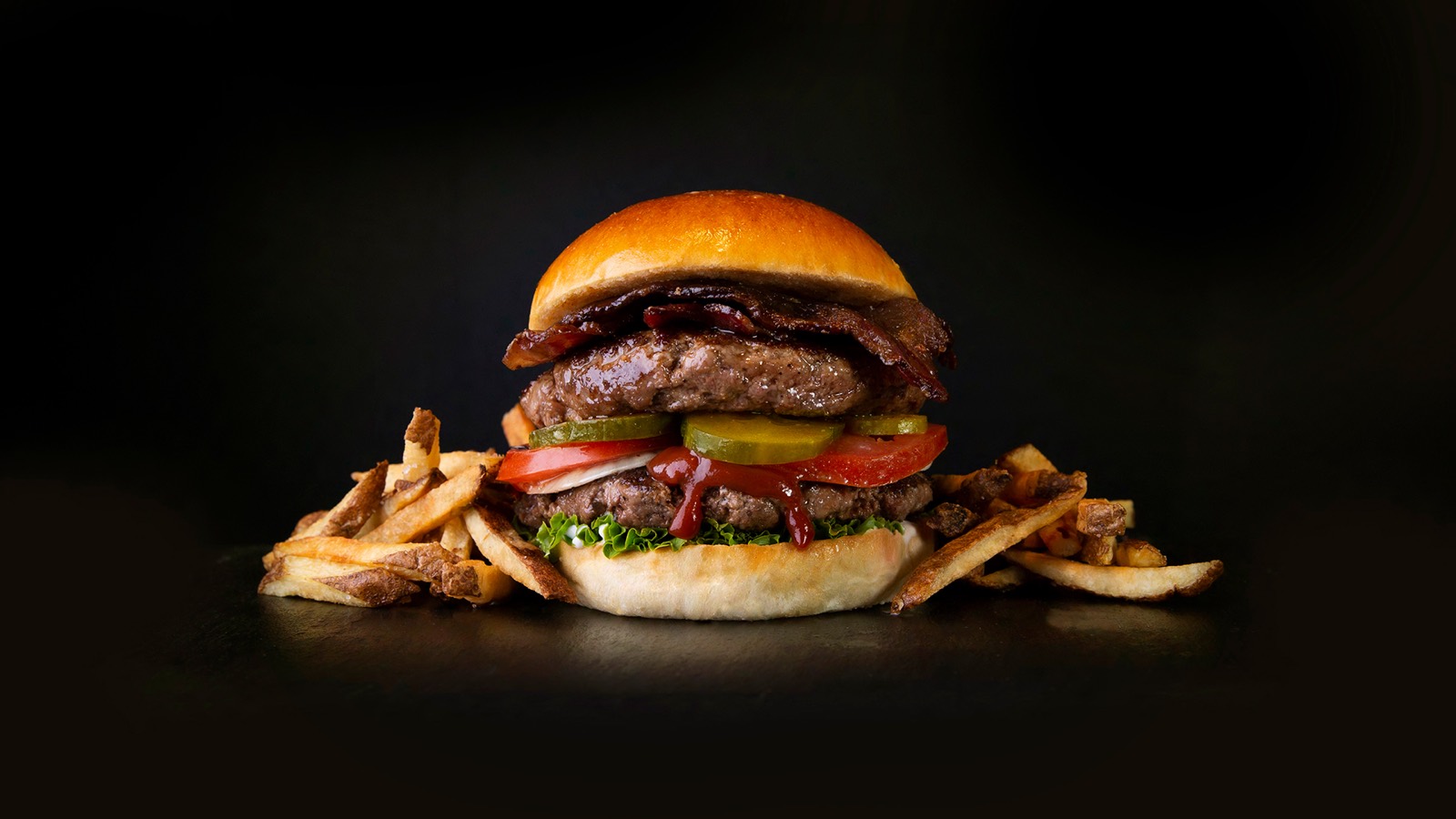 Rock Burger served with fries